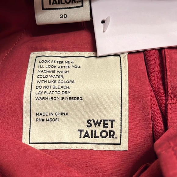 Swet Tailor Men’s The Everyday Chino Short in Red Wine soft Size 32 NWT - Picture 6 of 8